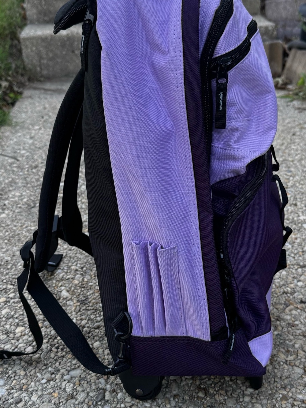 Casual Gear Purple Rolling Laptop Backpack with Dual-Tone Design - Picture 12 of 13